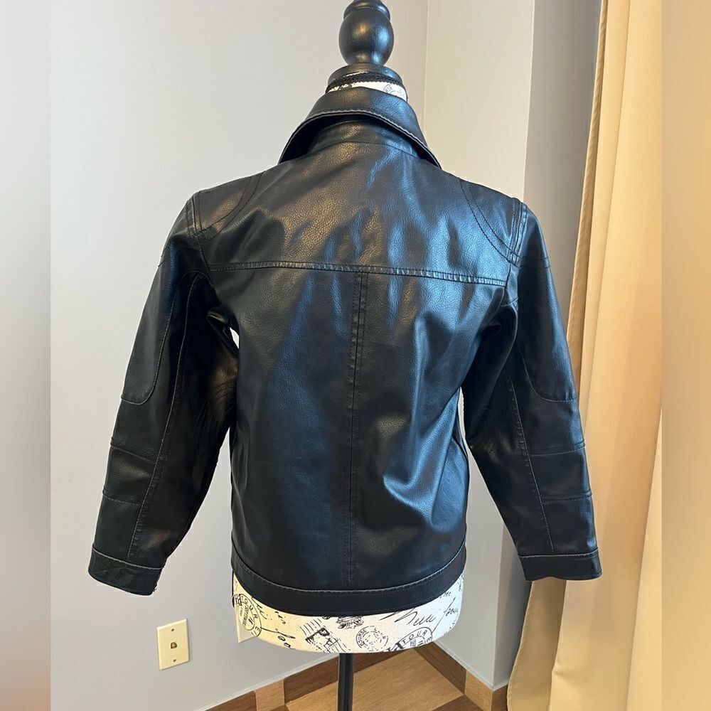 Black Rivet Faux Leather Jacket Size M - Picture 4 of 12